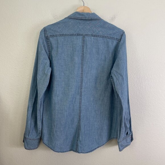 Levis Womens Large Light Blue Long Sleeve Button Up Denim Shirt Chambray - Picture 9 of 9